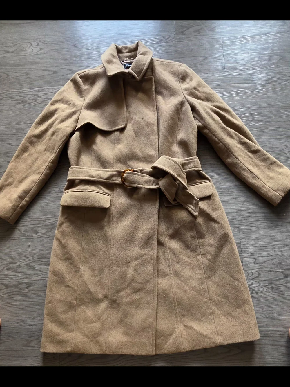 Classic Express Camel Wool-Blend Belted Trench Coat (XL)